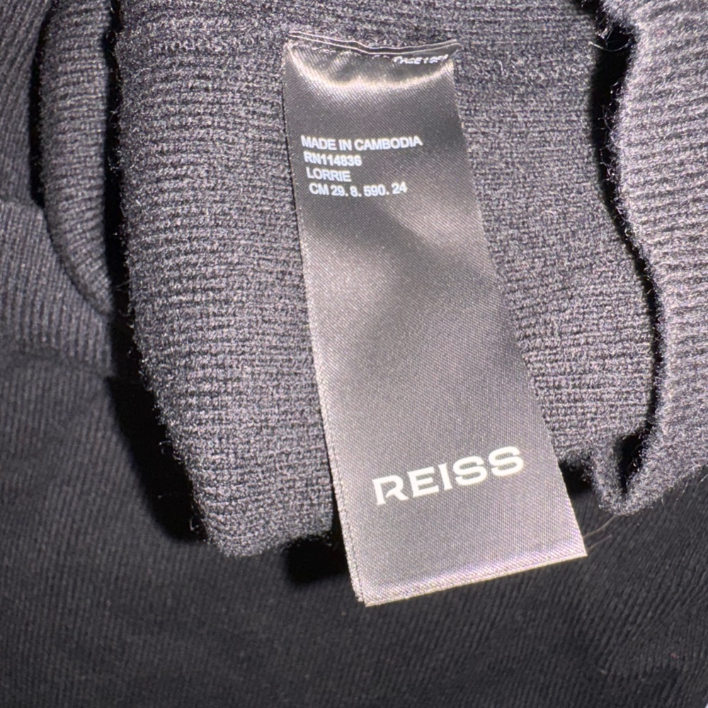 NEW Reiss Lorrie Tipped Long Sleeve Wool & Cashmere Blend Black Sweater Dress M - Picture 8 of 9